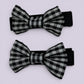 Black gingham mini bowtie school hair clips