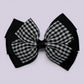 Black gingham pinwheel school hair bow clip
