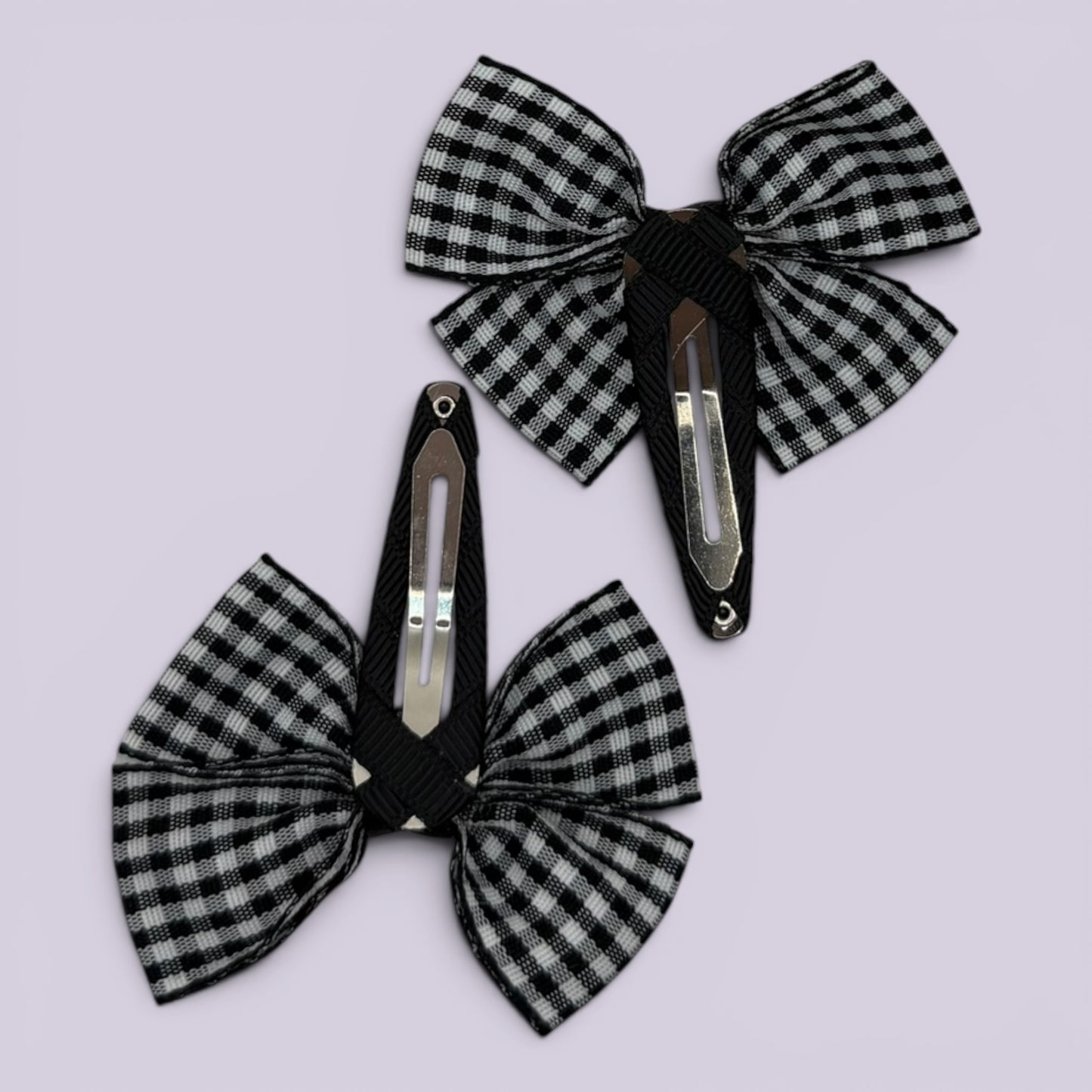 Black gingham butterfly snap clips on card
