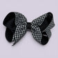 Black gingham large school hair bow clip