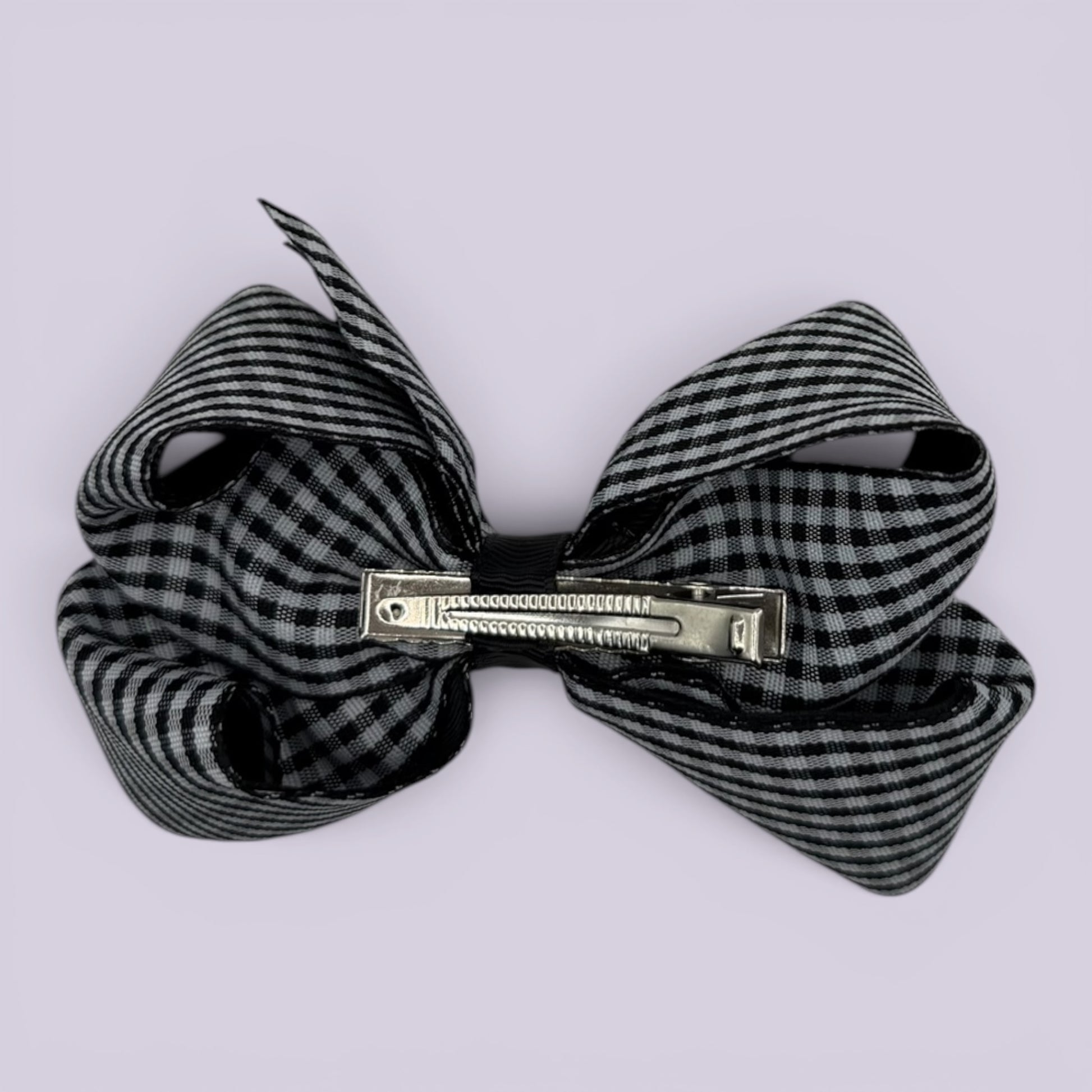 Black gingham large bow clip on card