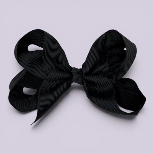 Black large school hair bow clip