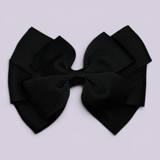 Black pinwheel school hair bow clip