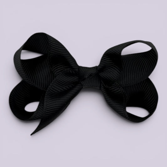 Black small school hair bow clip