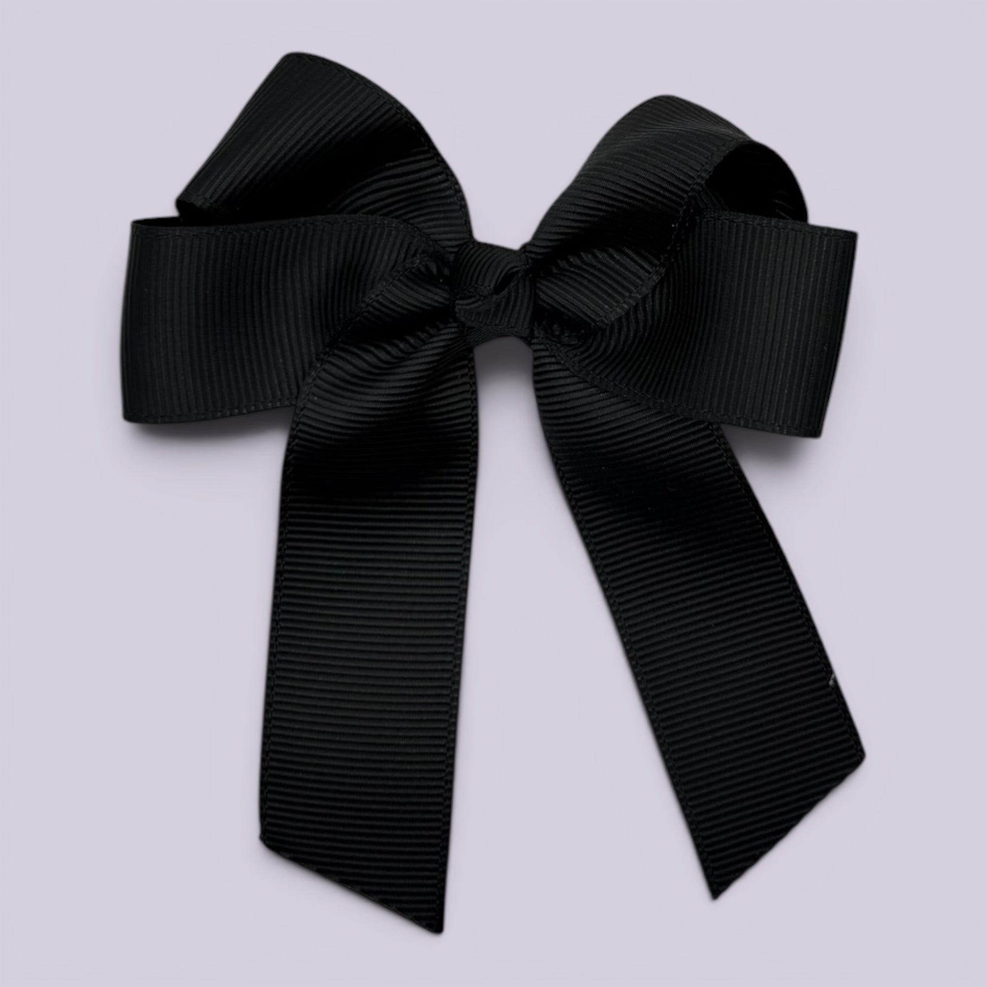 Black 3.5 inch tailed school hair bow clip