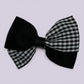 Black gingham twisted school hair bow clip