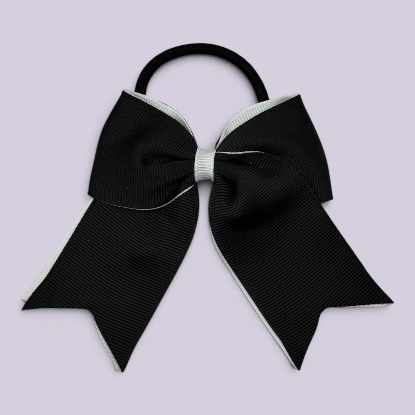 Black and white tailed school hair bow bobble