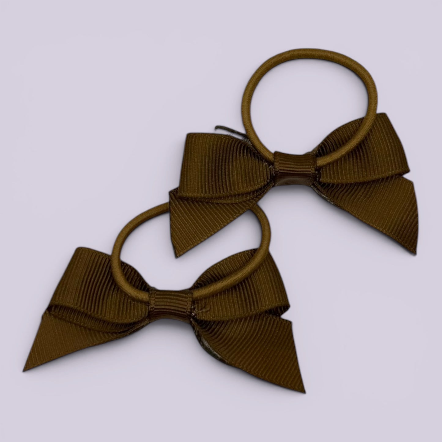 Brown gingham bow bobbles pair