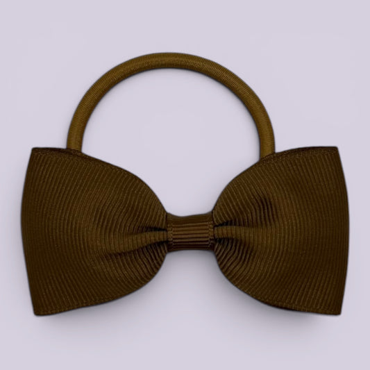 Brown bowtie school hair bow bobble