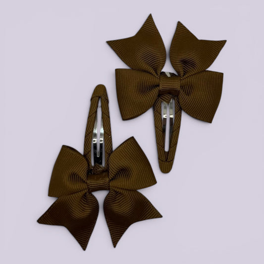 Brown butterfly school snap hair clips