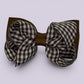 Brown gingham double bow school hair clip