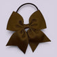 Brown four tailed school hair bow bobble