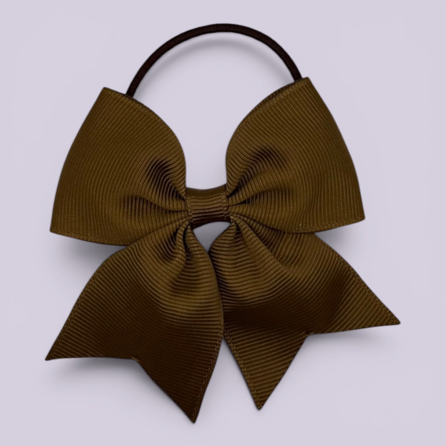 Brown four tailed school hair bow bobble