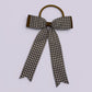 Brown gingham tailed school hair bow bobble