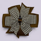 Brown gingham school hair bow clip