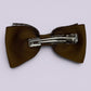 Brown gingham bowtie bow clip on card