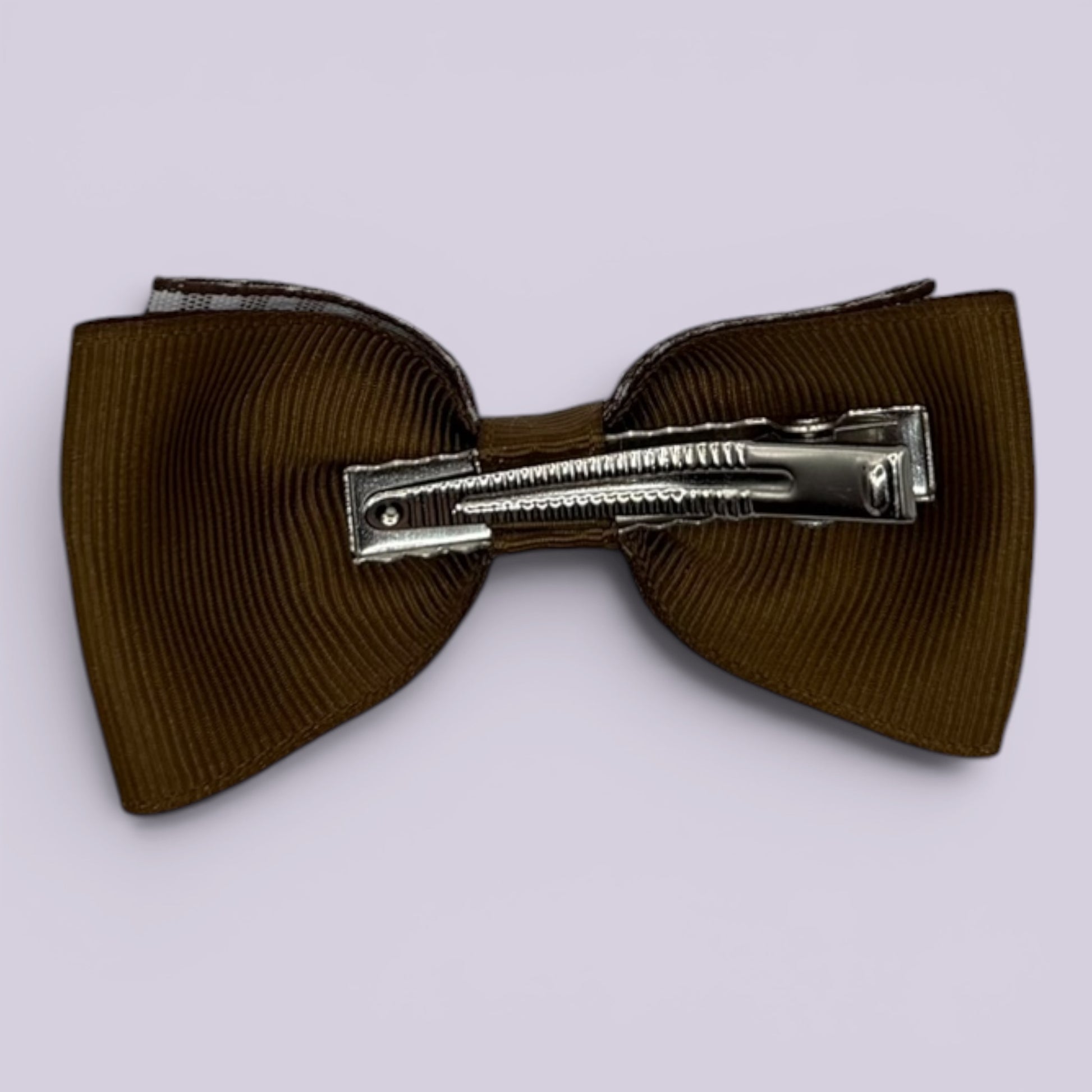 Brown gingham bowtie bow clip on card