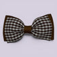 Brown gingham bowtie school hair bow clip