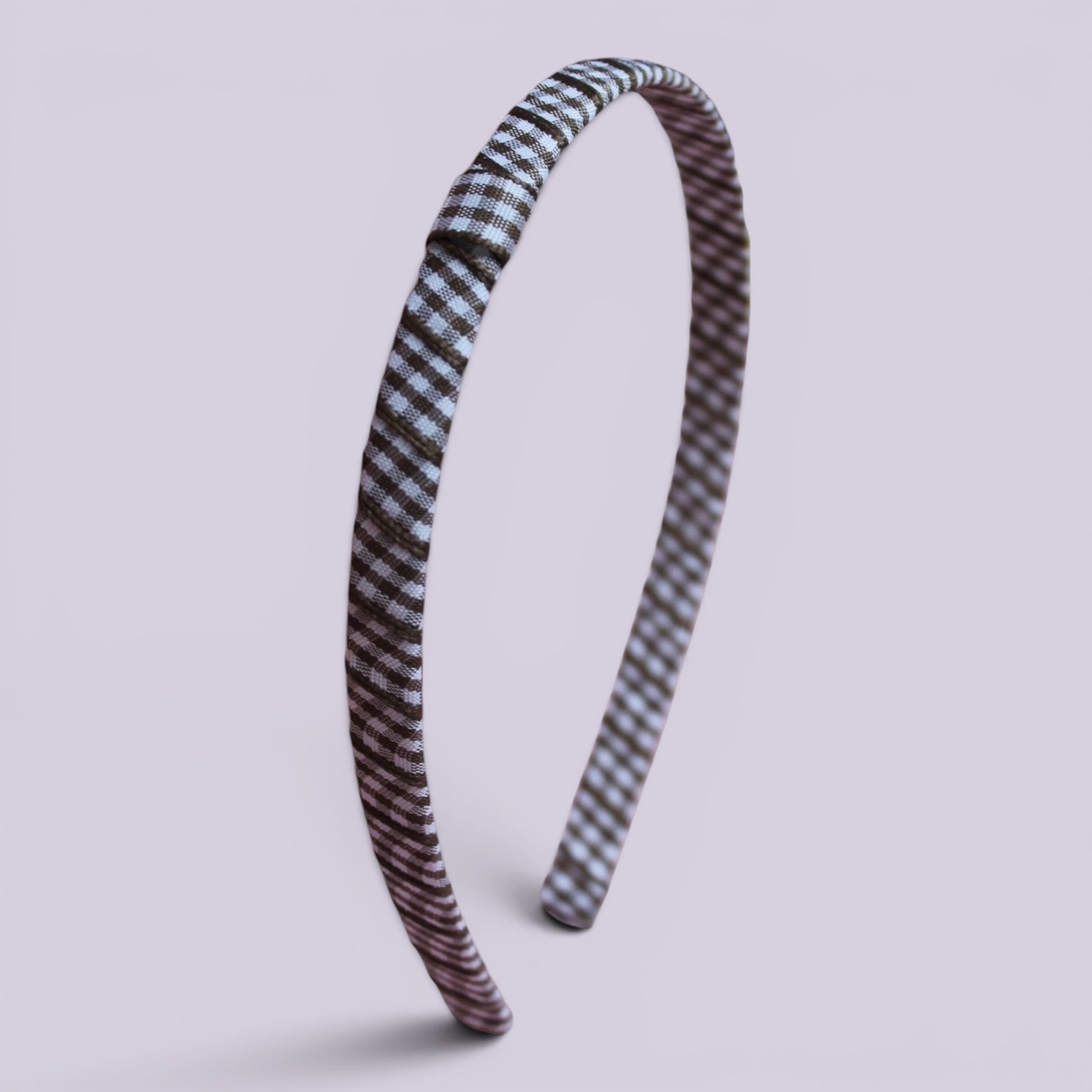 Brown gingham school hair headband