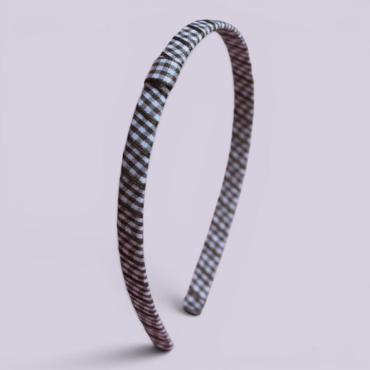 Brown gingham school hair headband