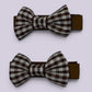 Brown gingham mini bowtie school hair clips