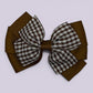 Brown gingham pinwheel school hair bow clip