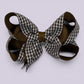 Brown gingham large school hair bow clip