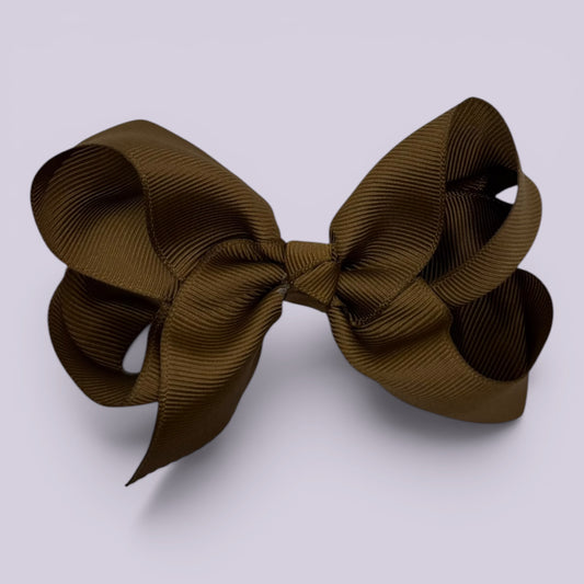 Brown large school hair bow clip