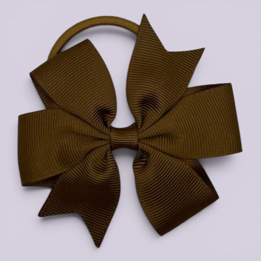 Brown pinwheel school hair bow bobble
