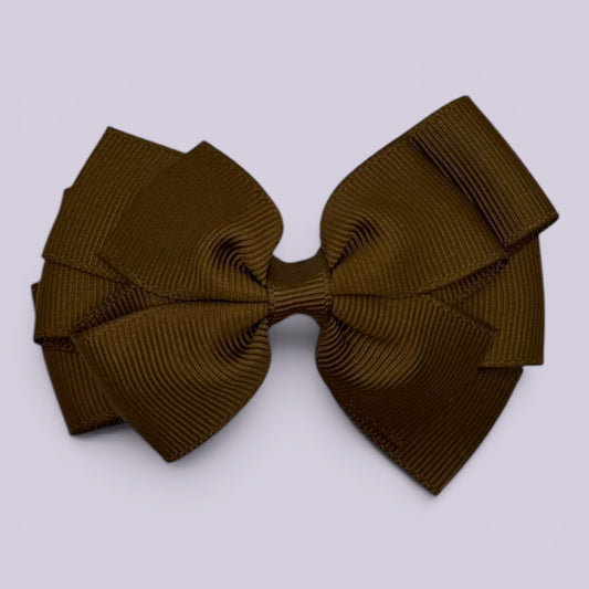 Brown pinwheel school hair bow clip