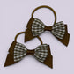 Brown gingham hair bow bobbles
