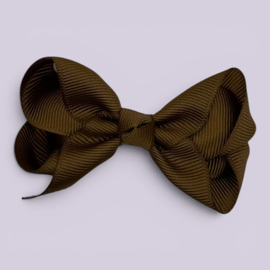 Brown small school hair bow clip