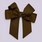 Brown 3.5 inch tailed school hair bow clip