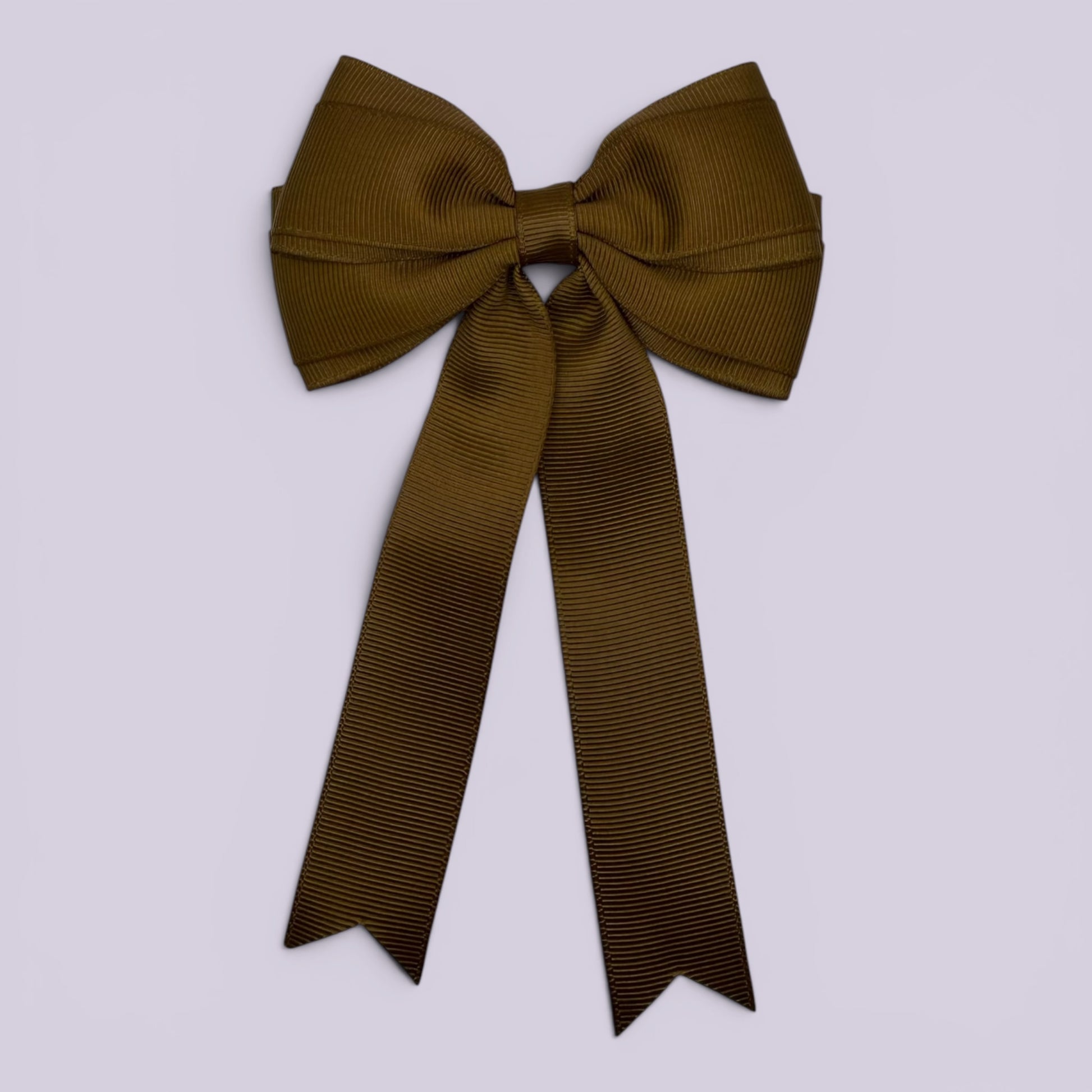 Brown tailed school hair bow clip