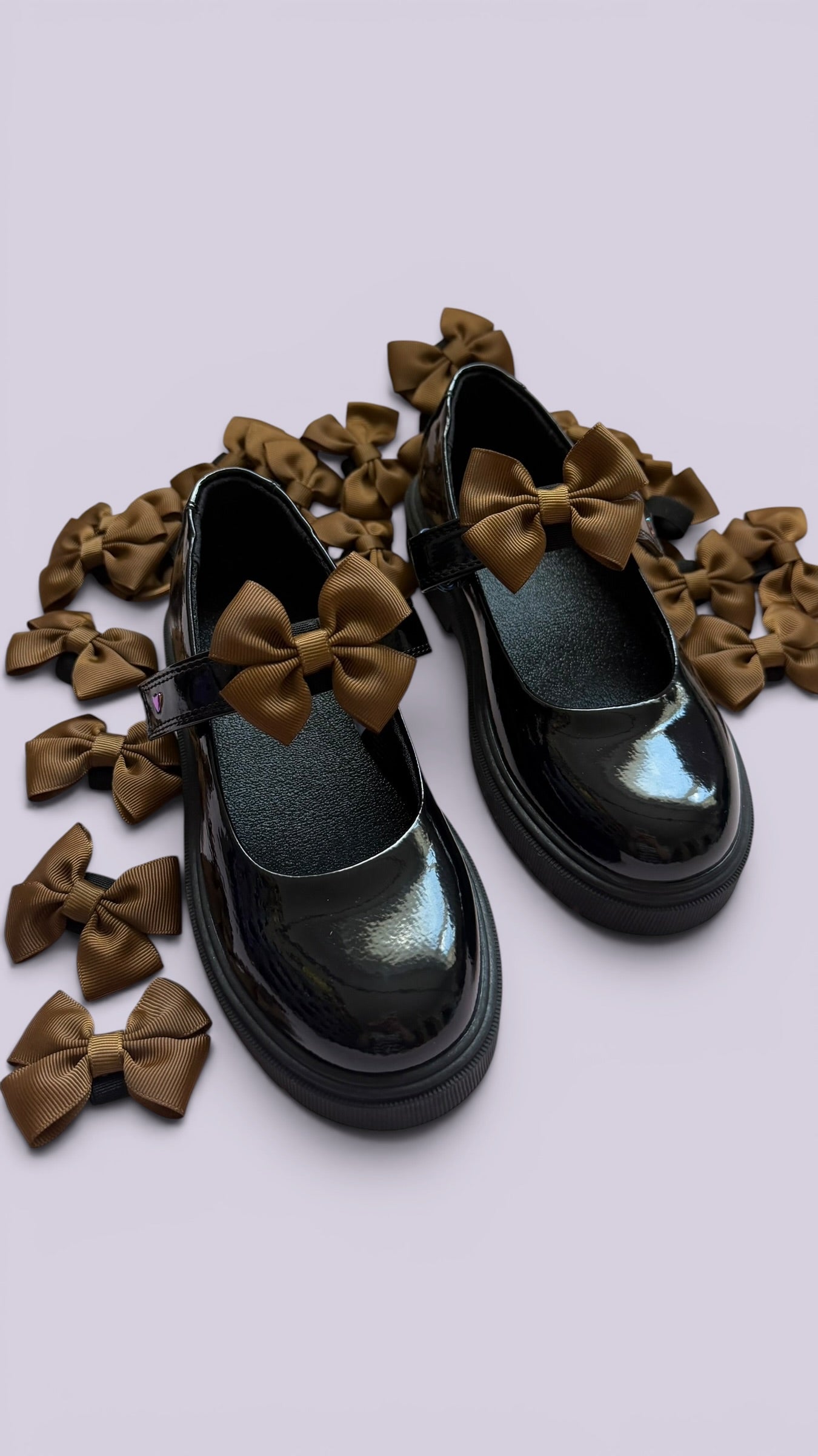 Brown shoe bows for school uniform