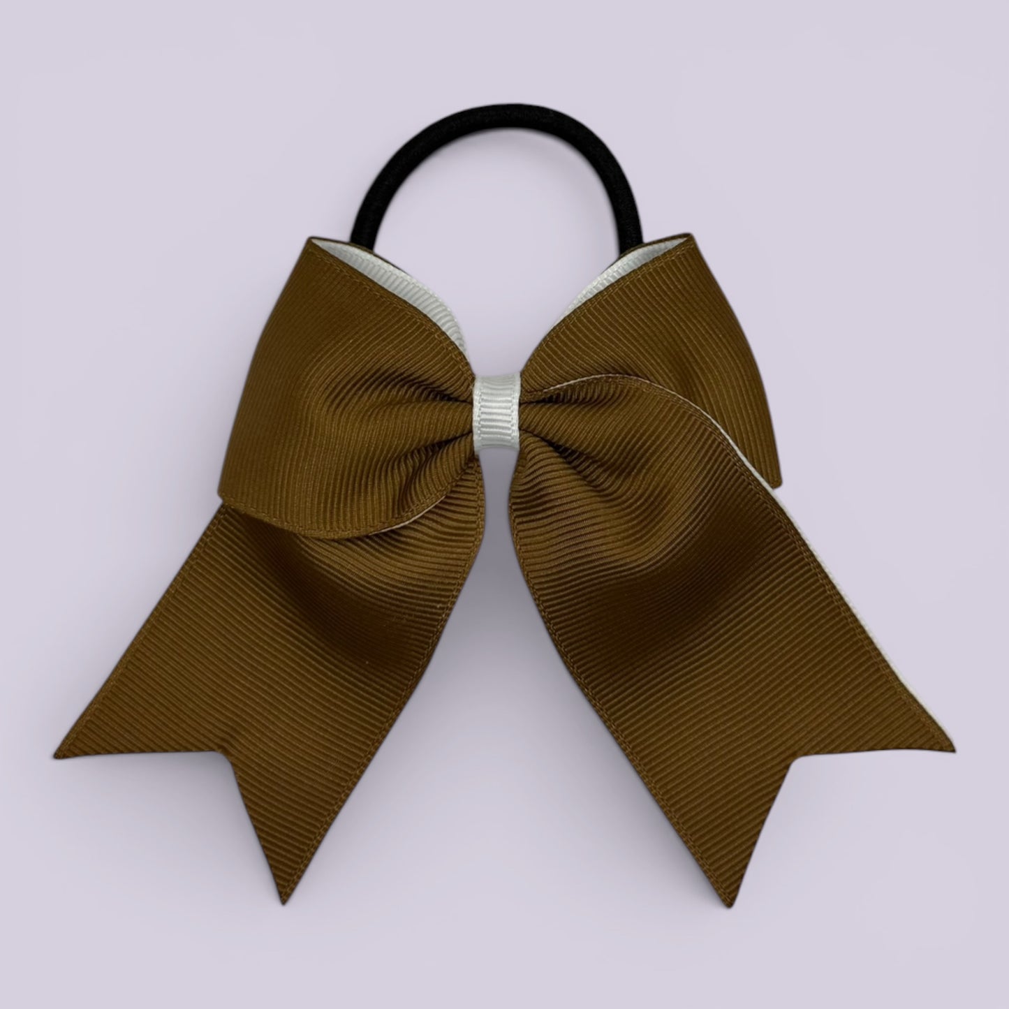 Brown and white tailed school hair bow bobble