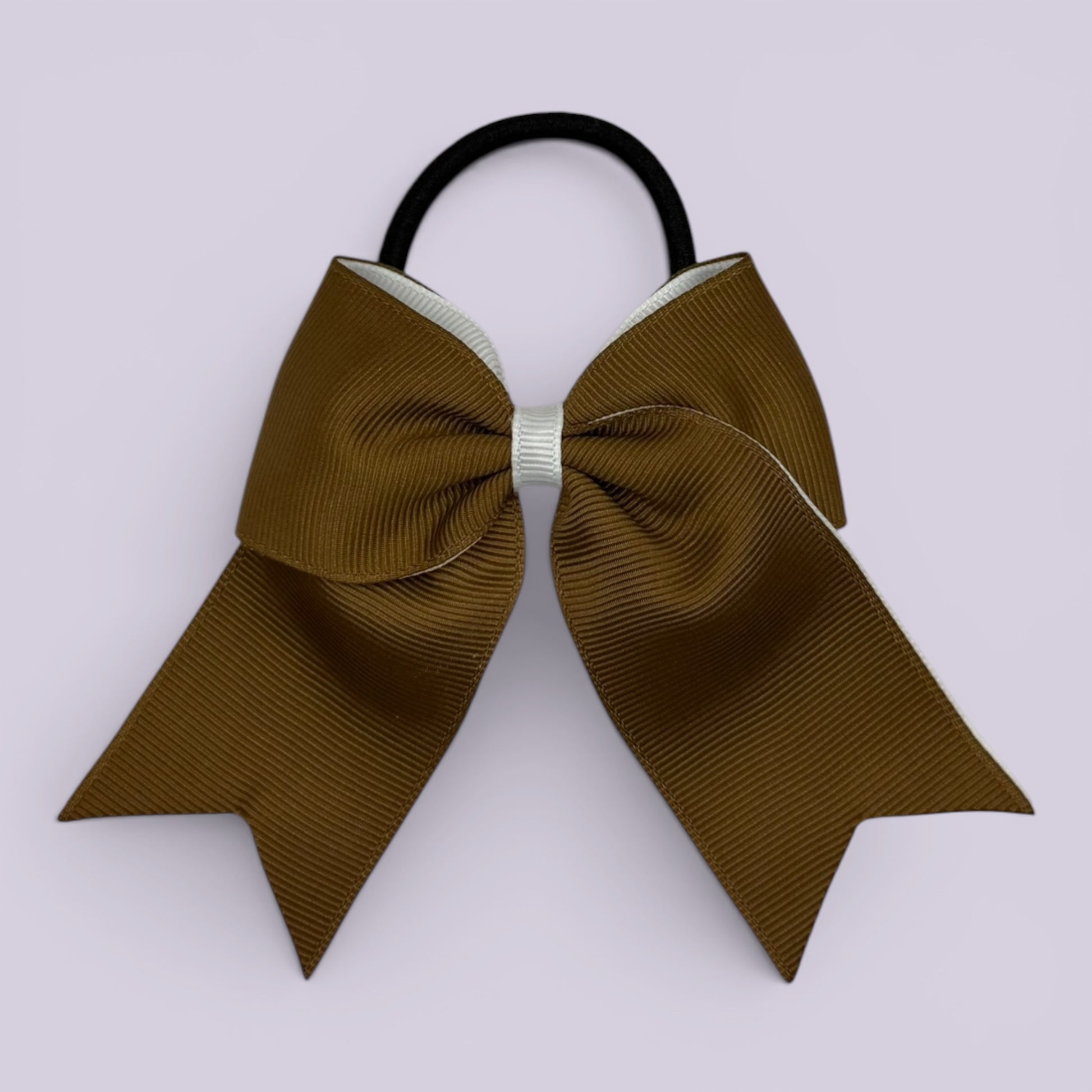 Brown and white tailed school hair bow bobble