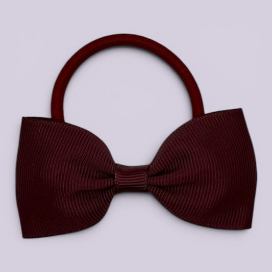 Burgundy maroon bowtie school hair bow bobble