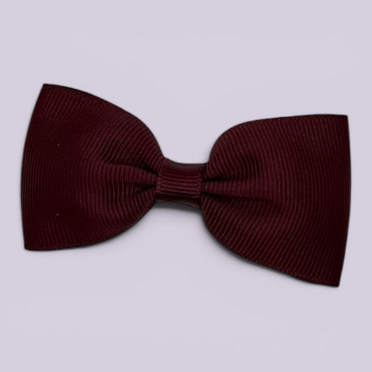 Burgundy maroon bowtie school hair bow clip