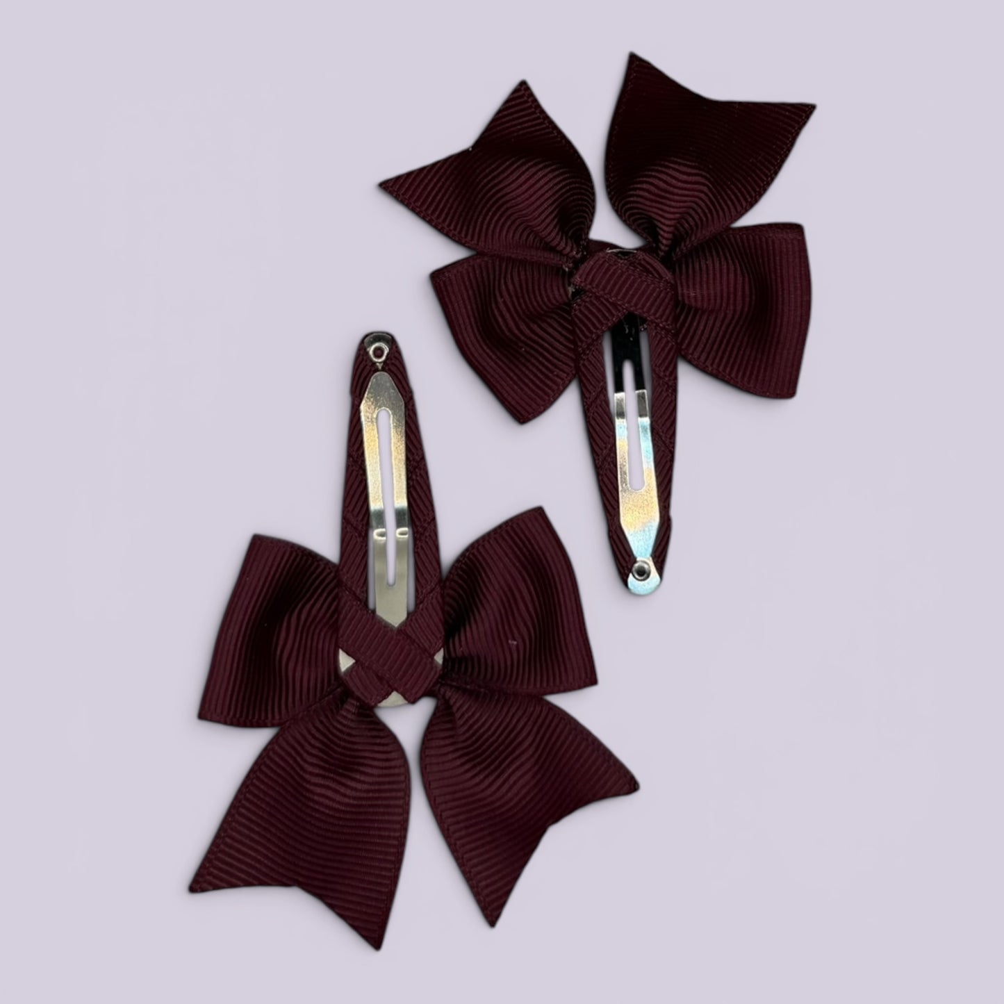 Burgundy maroon butterfly snap clips on card