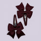 Burgundy maroon butterfly school snap hair clips