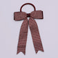 Burgundy maroon gingham tailed school hair bow bobble
