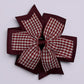 Burgundy maroon gingham school hair bow clip