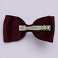 Burgundy maroon gingham bowtie bow clip on card