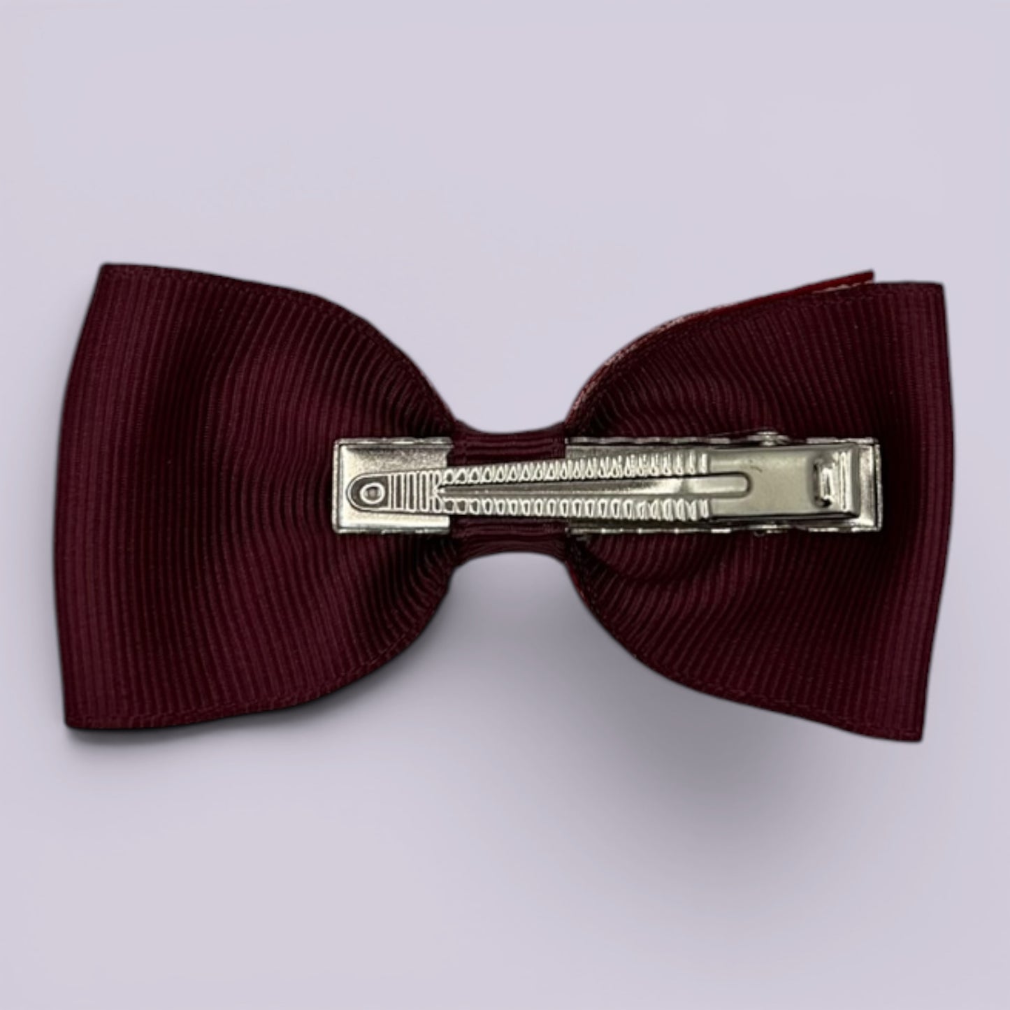 Burgundy maroon gingham bowtie bow clip on card
