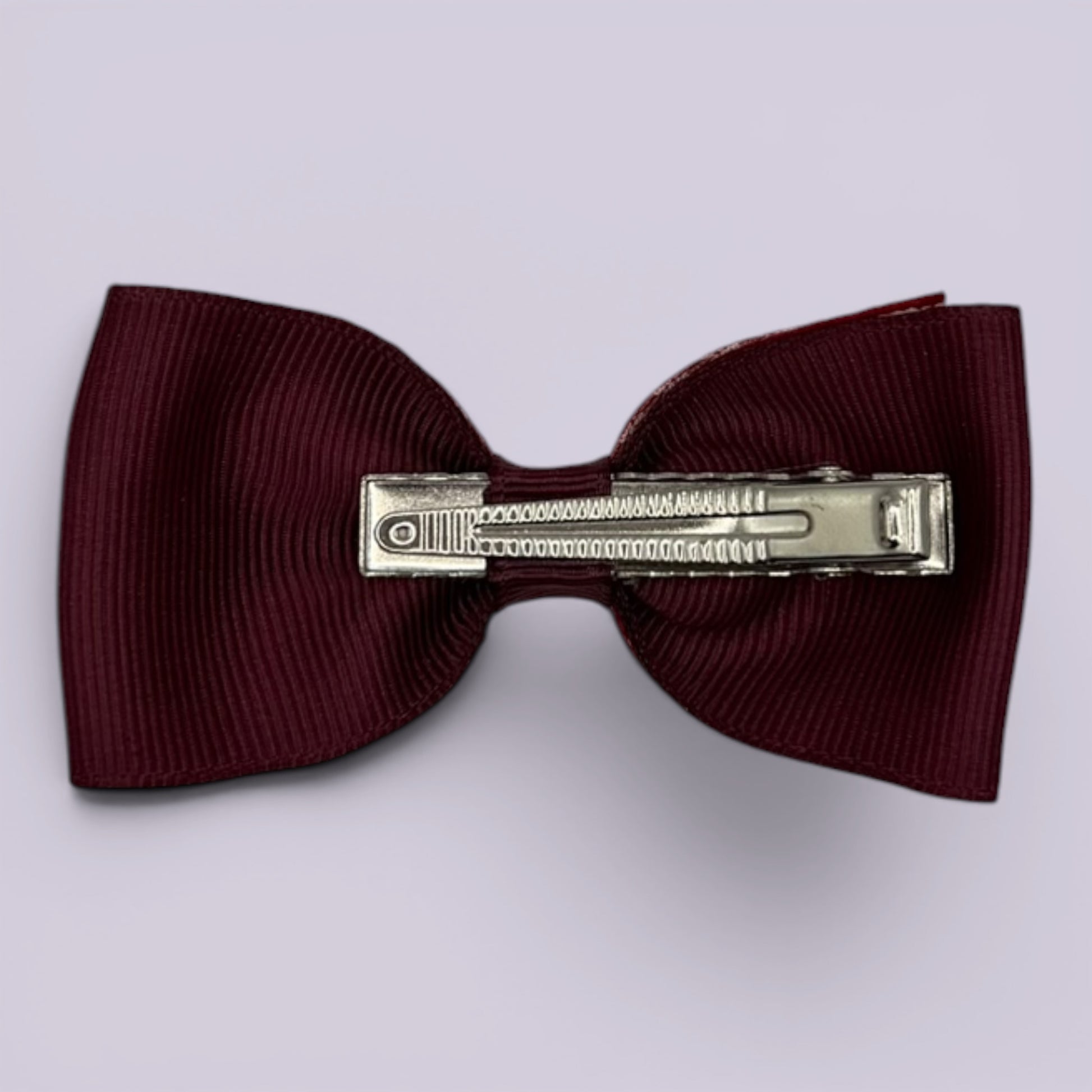 Burgundy maroon gingham bowtie bow clip on card
