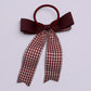 Burgundy maroon gingham bow bobble on card