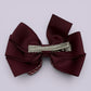 Burgundy maroon gingham pinwheel bow clip on card