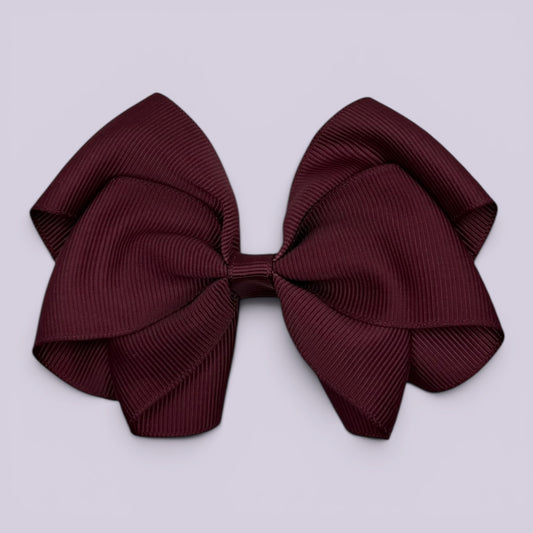 Burgundy maroon school hair bow clip