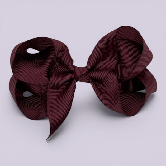 Burgundy maroon large school hair bow clip